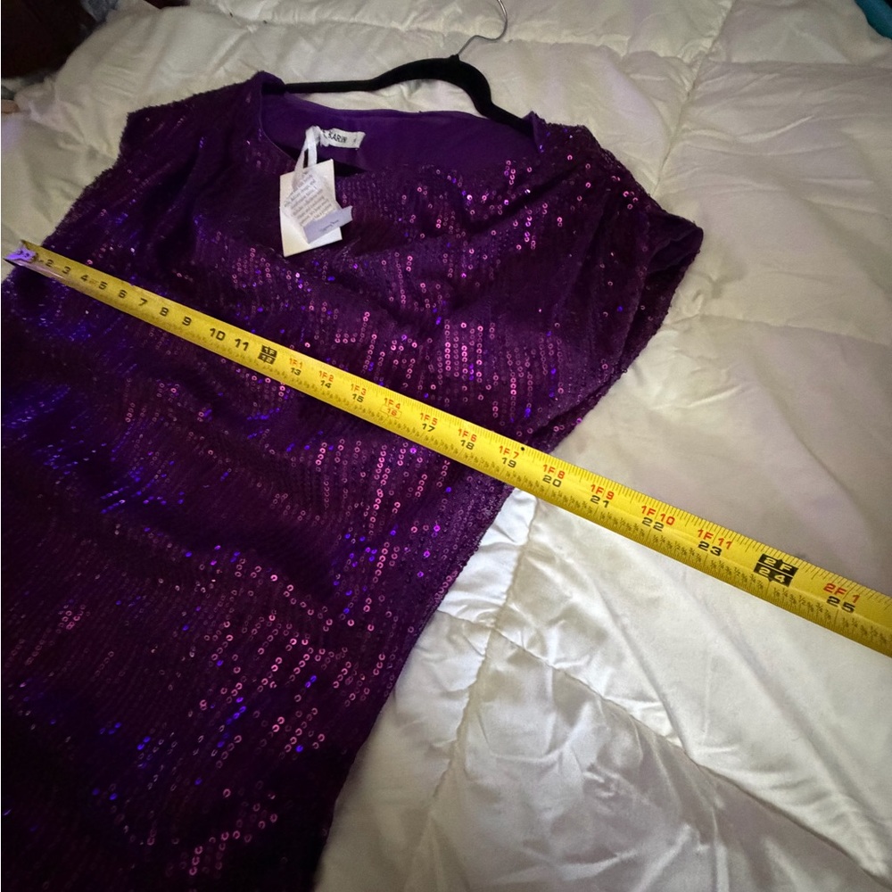 Grace Karin Purple Sequin Cowl Neck Blouse - Picture 6 of 10